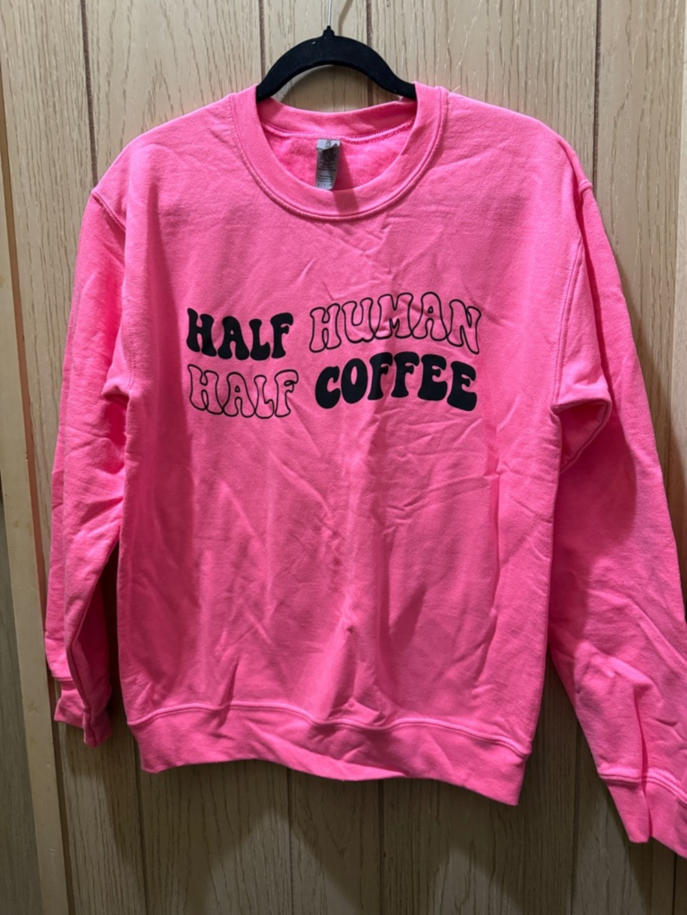 Hot Pink 'Half Human Half Coffee' Graphic Sweatshirt